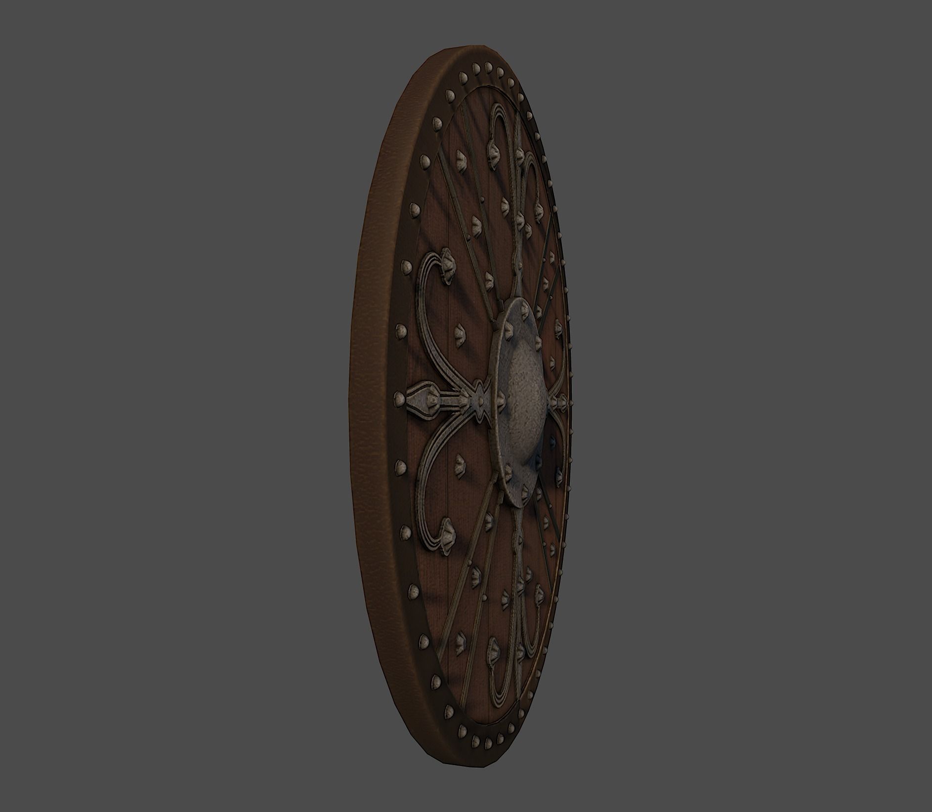 Ornamented shield Low-poly 3D model_5