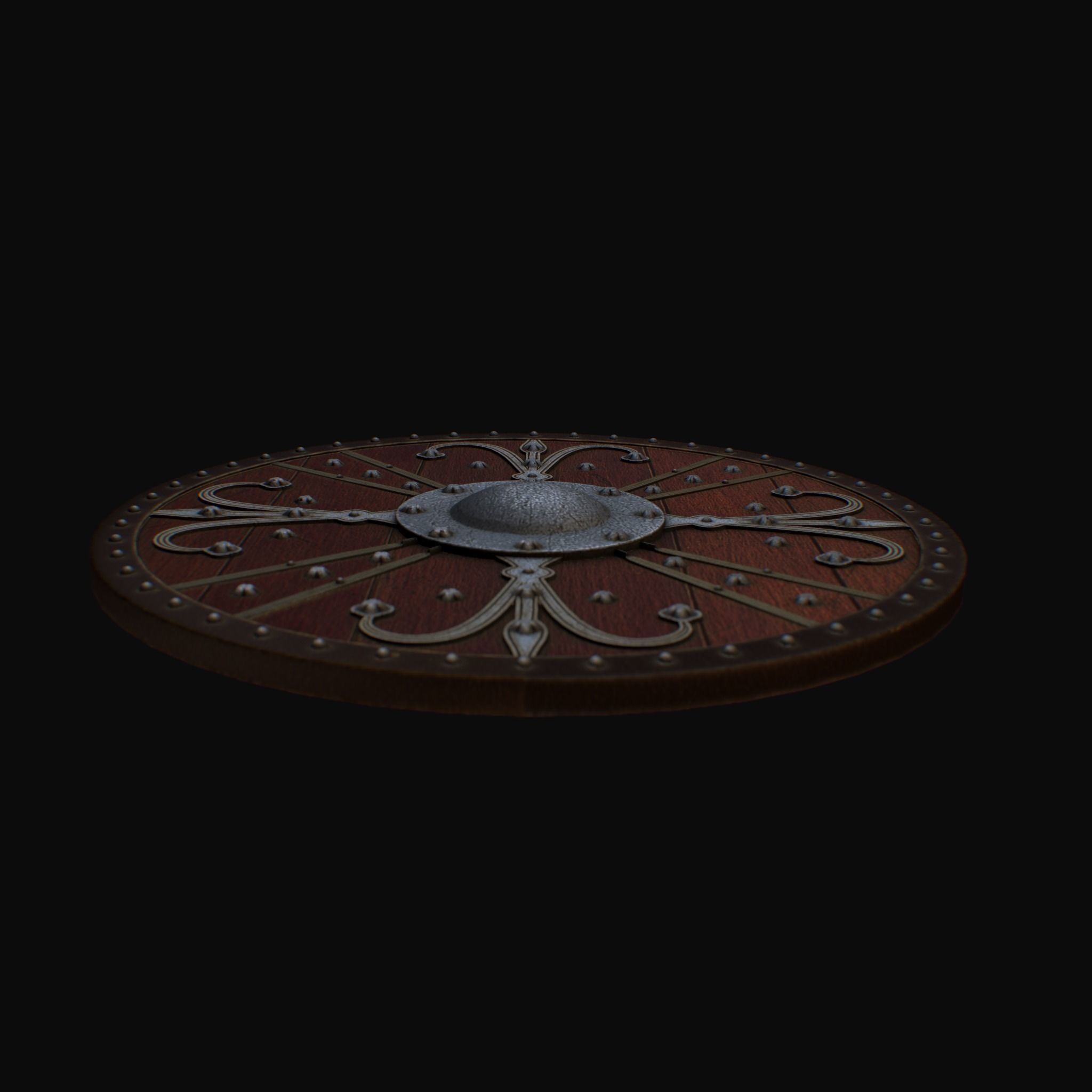 Ornamented shield Low-poly 3D model_9