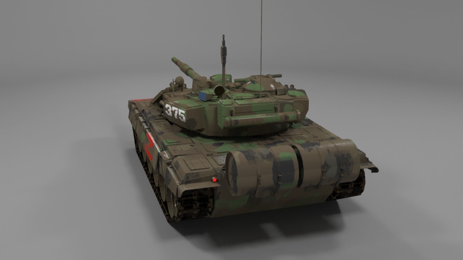 Weathered Wagner PMC Camouflaged T90A Tank with Red Z Marking Low-poly 3D model_10