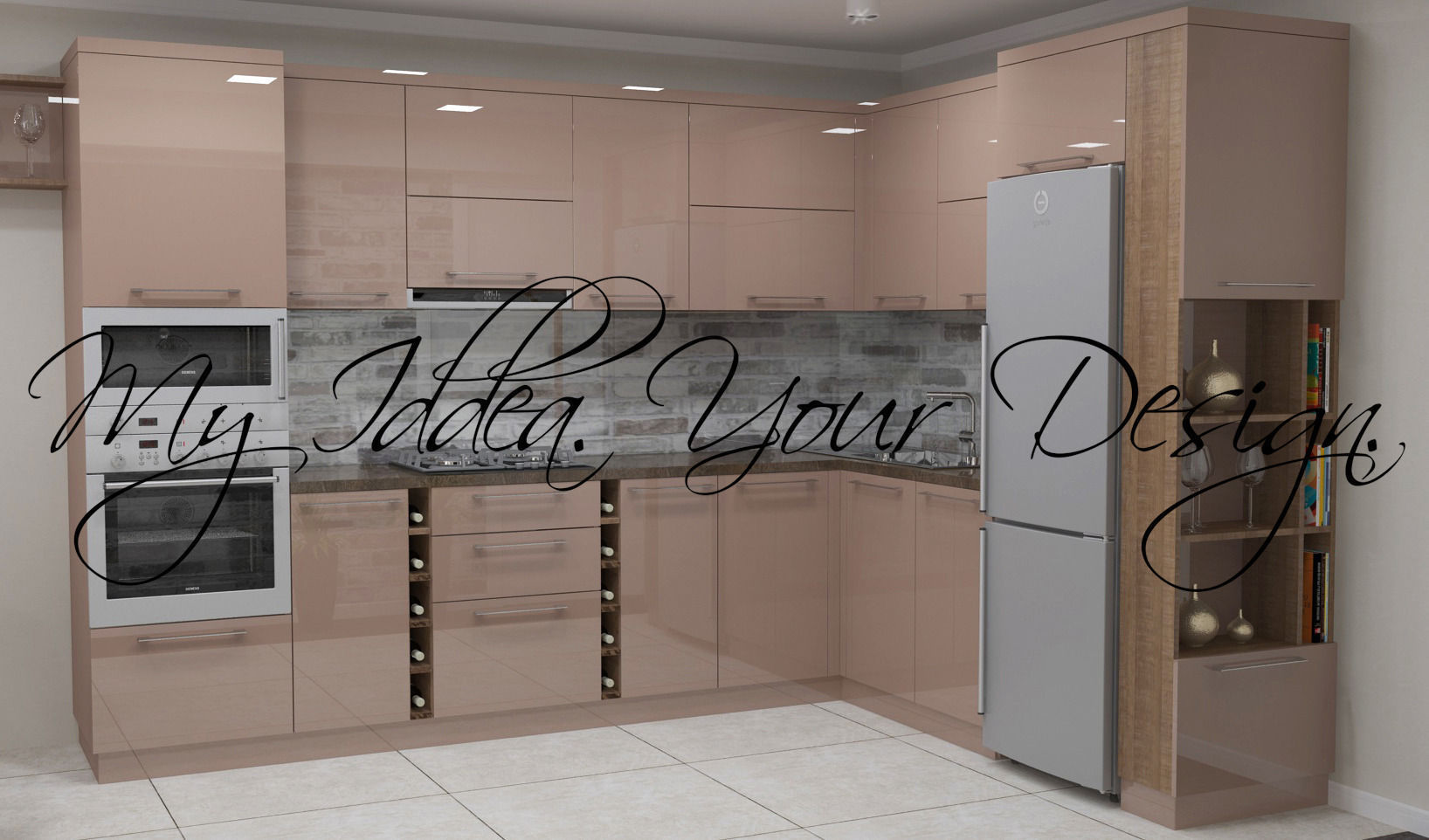 Capuccino Modern Kitchen 3D model_4