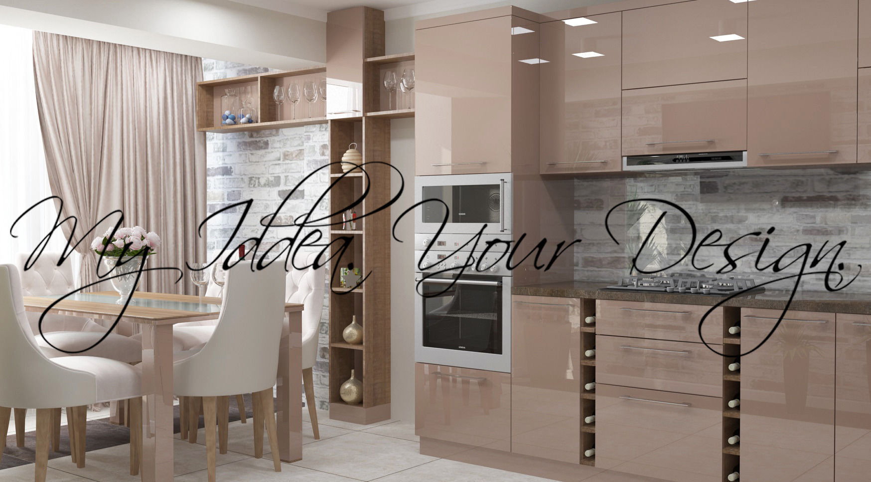 Capuccino Modern Kitchen 3D model_1