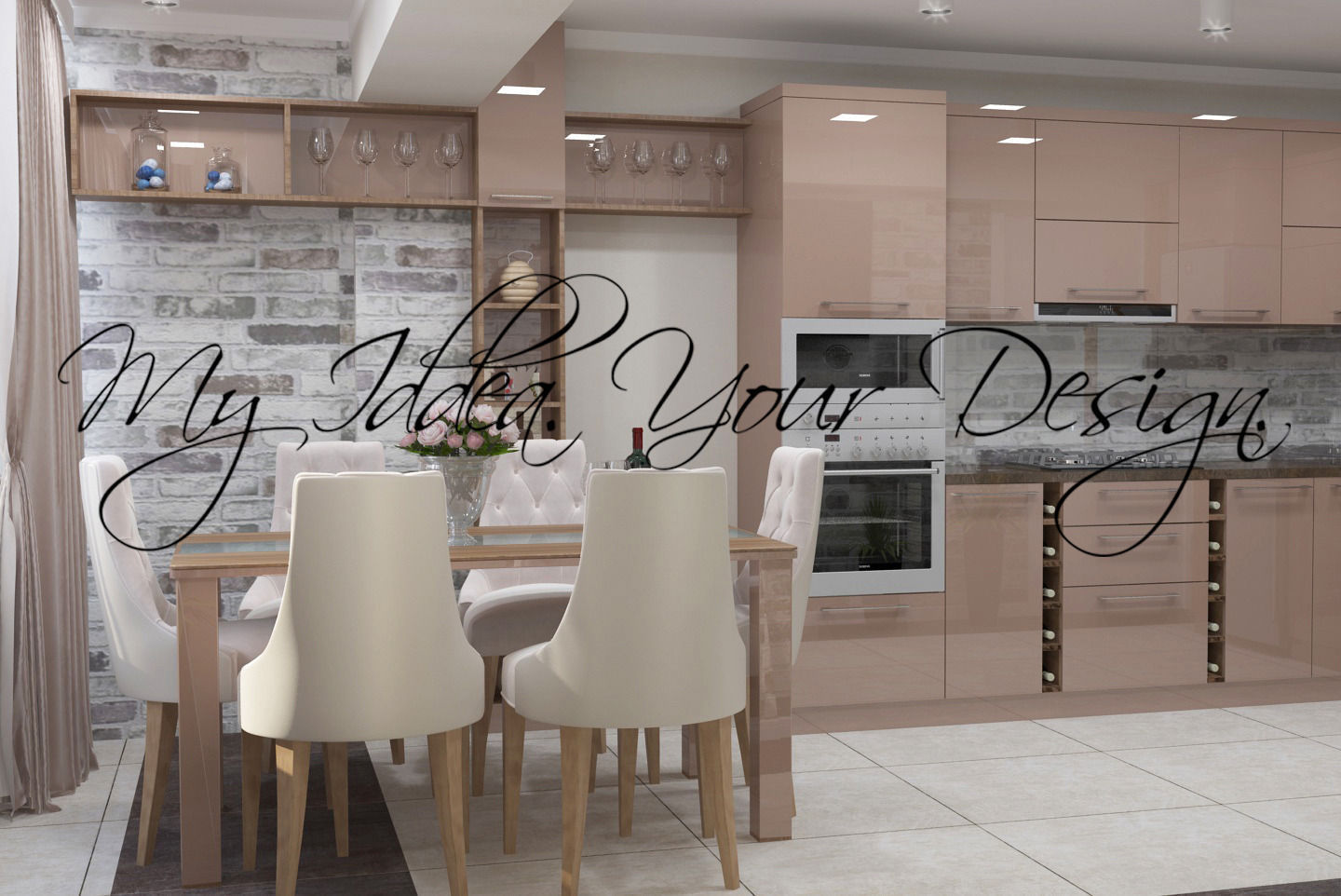 Capuccino Modern Kitchen 3D model_2