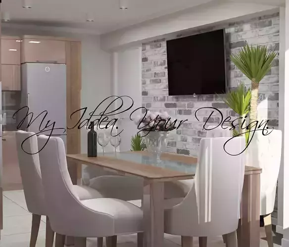 Capuccino Modern Kitchen 3D model