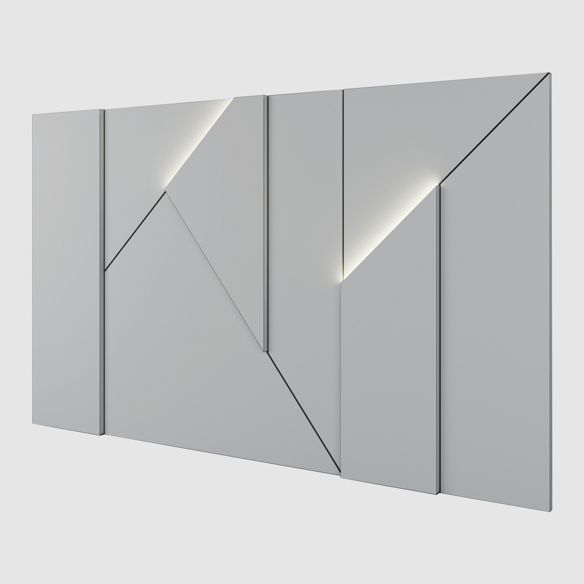 Concrete Wood Panel 2 3D model_2