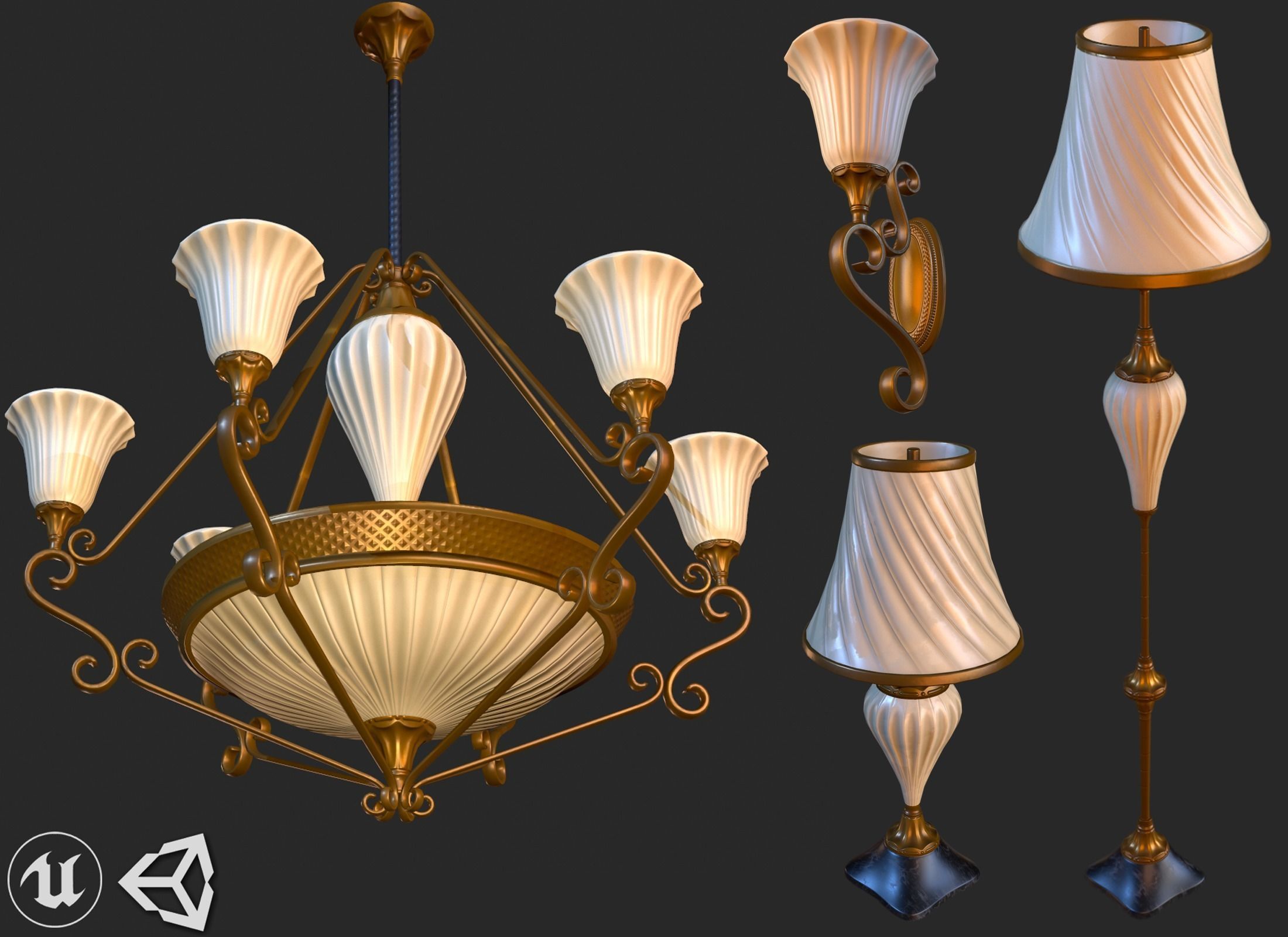 Vintage Light Pack PBR Game Ready Low-poly 3D model_1