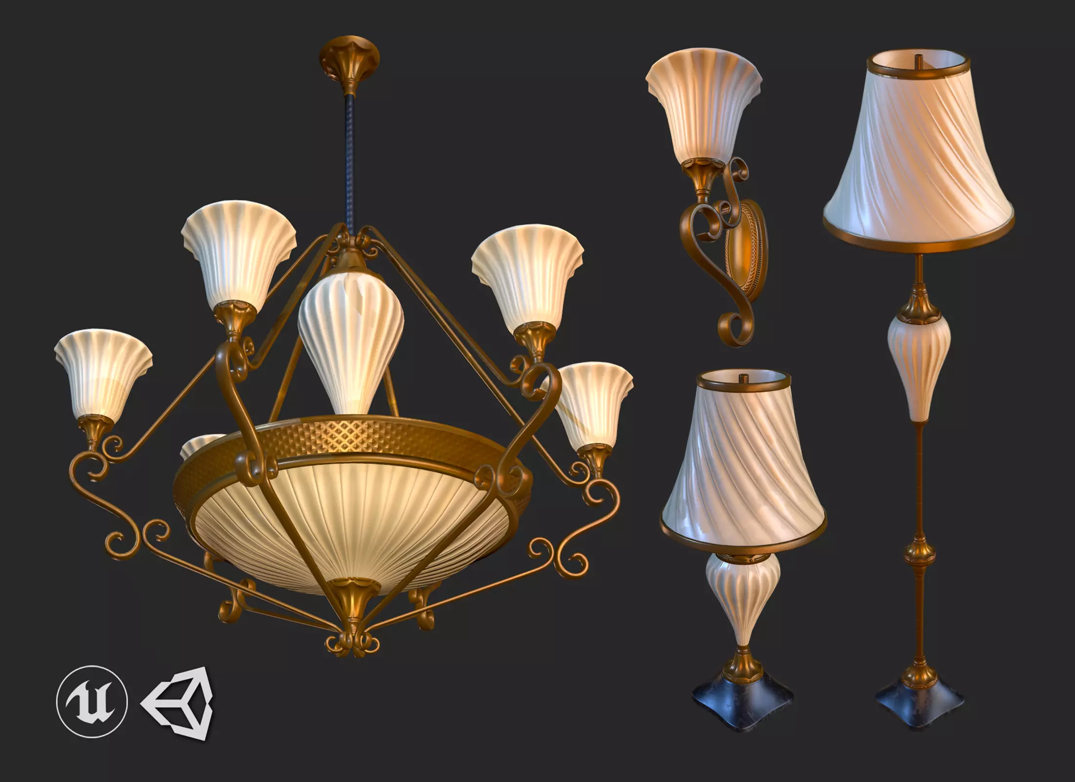 Vintage Light Pack PBR Game Ready Low-poly 3D model_0
