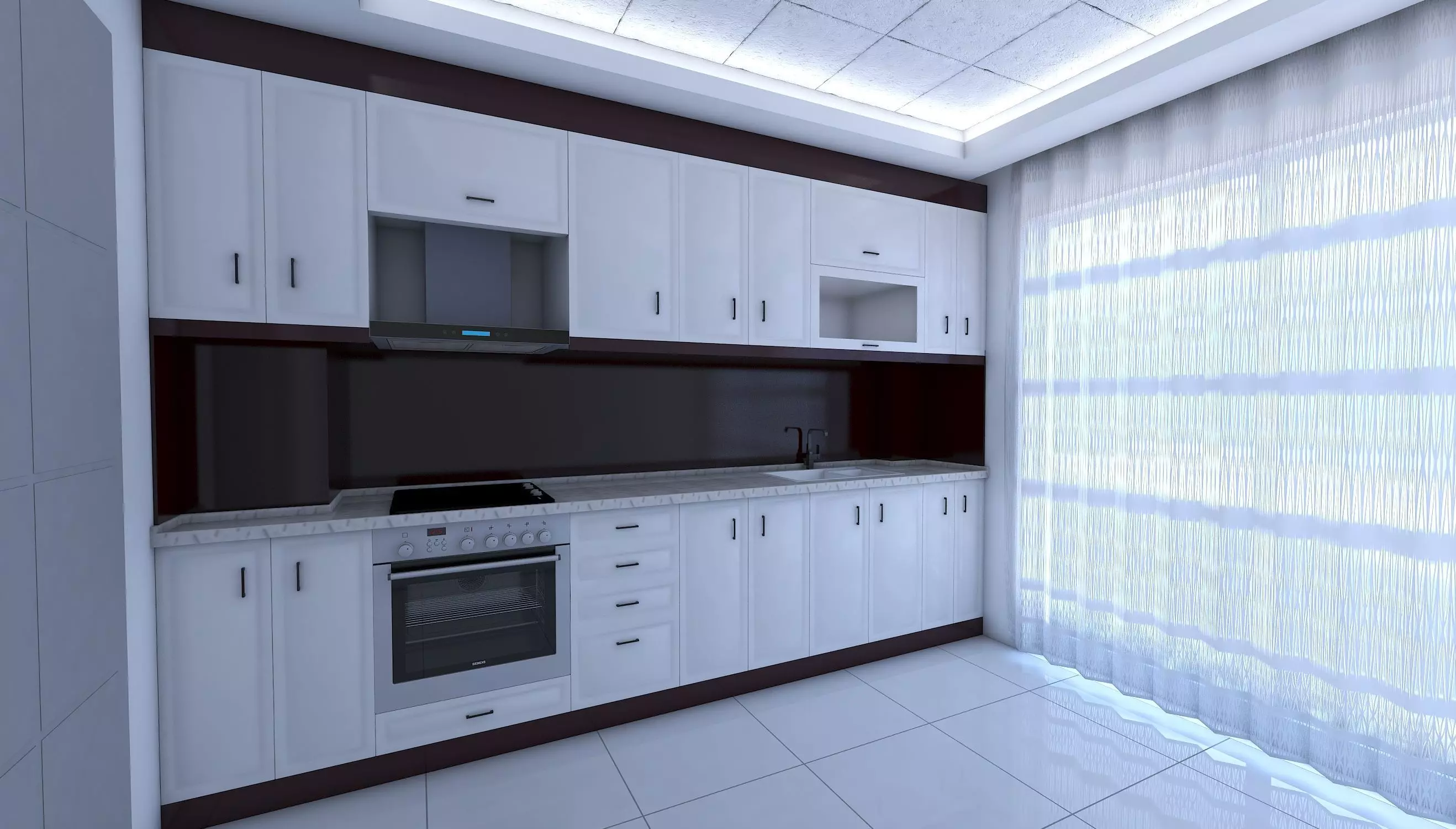 kitchen with cabinets and stove Free low-poly 3D model_0