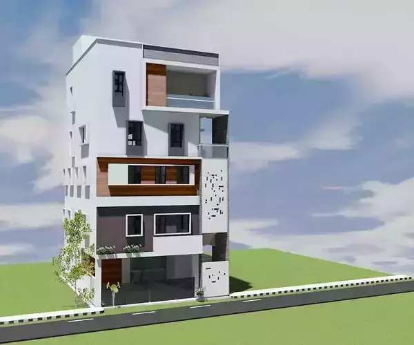 elevation modern apartment building