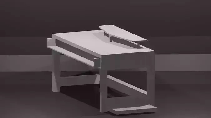 PC Table Bench Low-poly 3D model