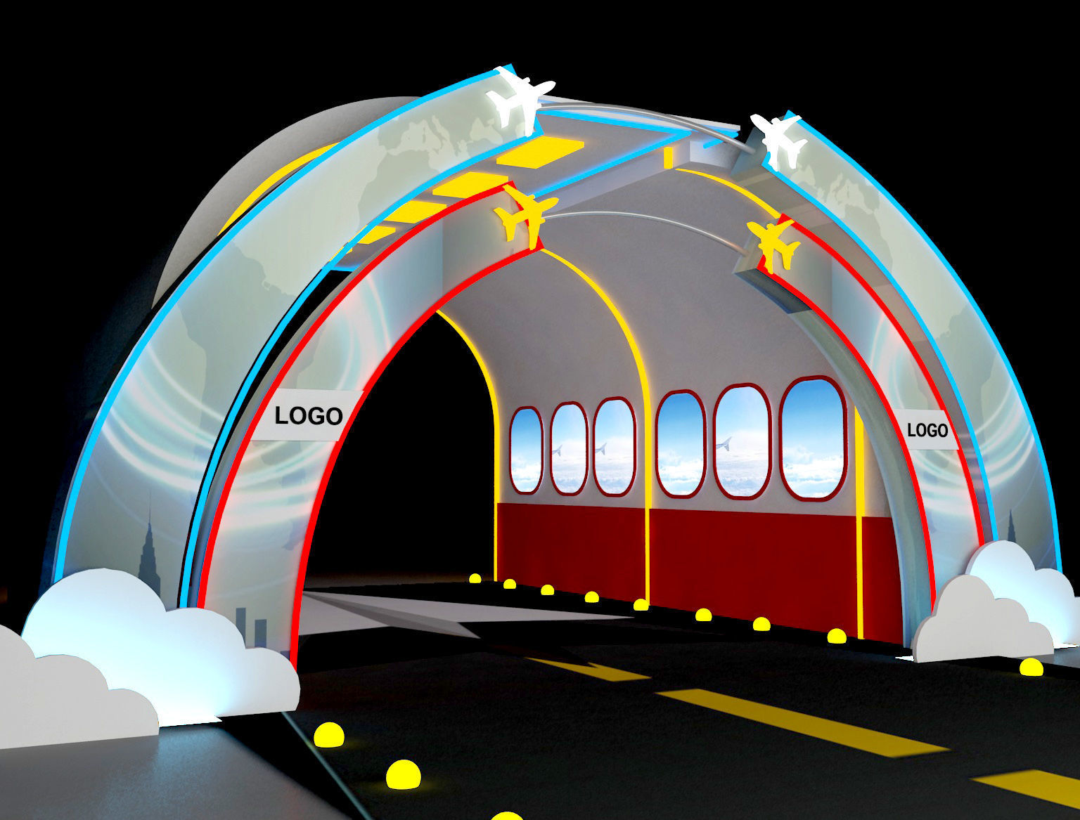 Aeroplane themed Entry gate  3D model_1