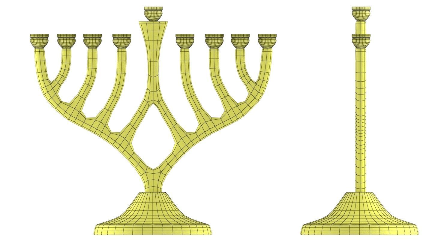 Menorah gold 3D model_6