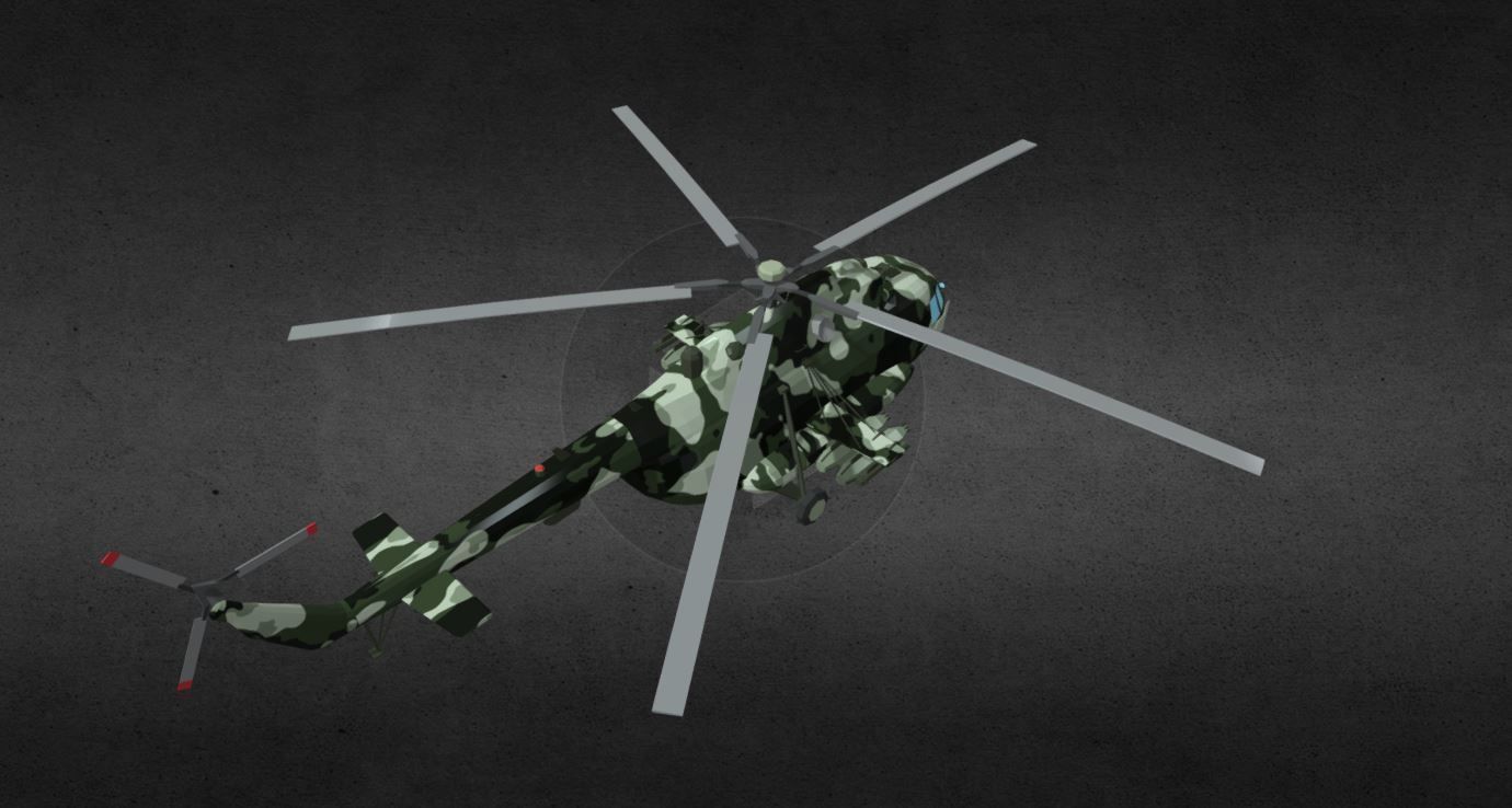 MI-17 camouflage helicopter Low-poly 3D model_2