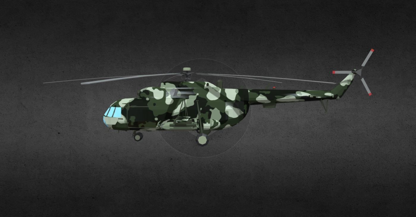 MI-17 camouflage helicopter Low-poly 3D model_4