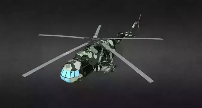 MI-17 camouflage helicopter Low-poly 3D model
