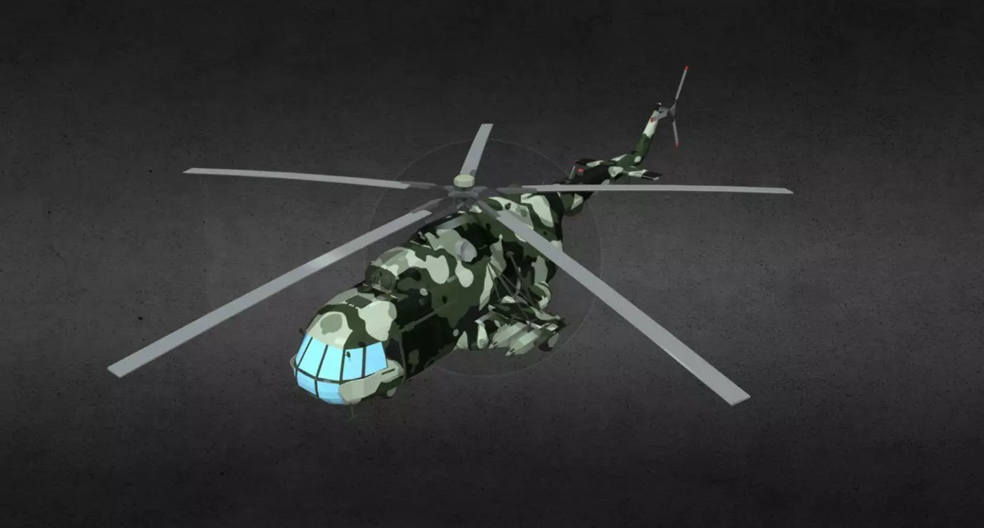 MI-17 camouflage helicopter Low-poly 3D model_0