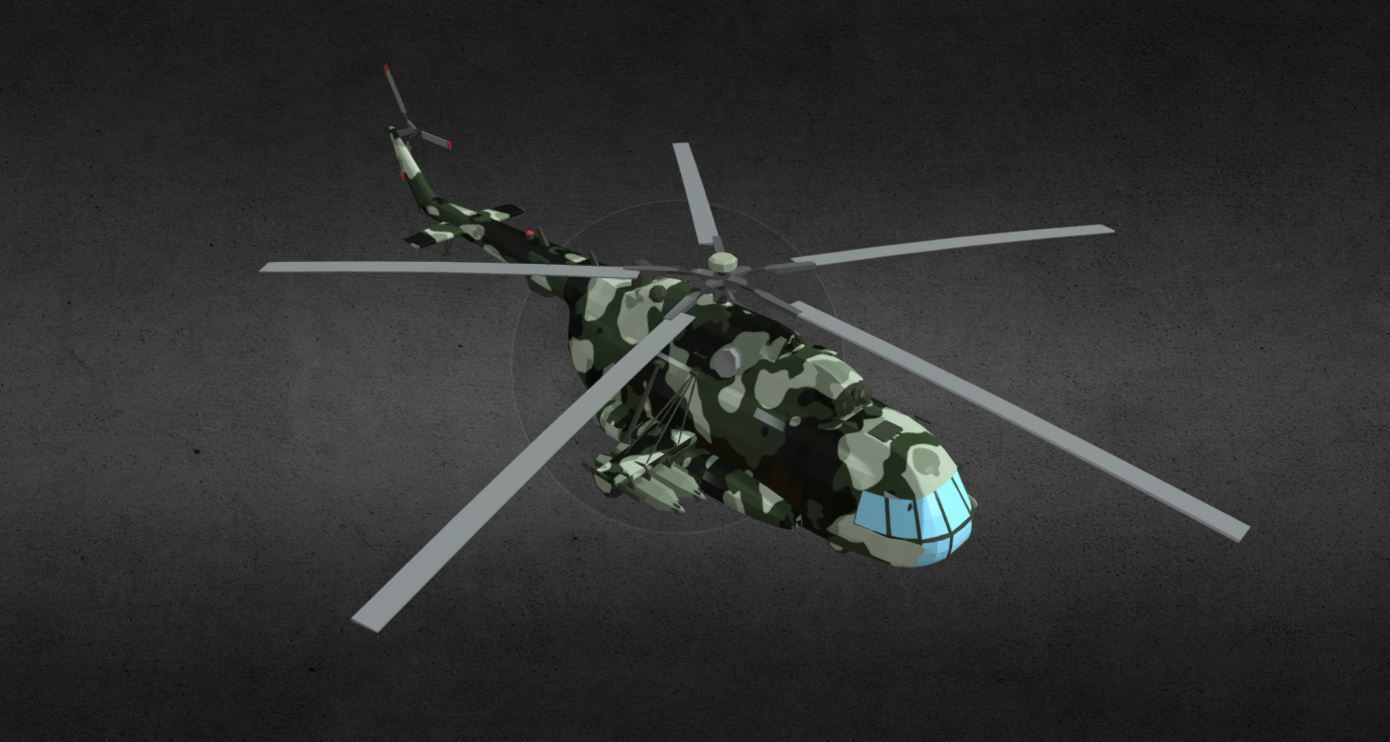 MI-17 camouflage helicopter Low-poly 3D model_1