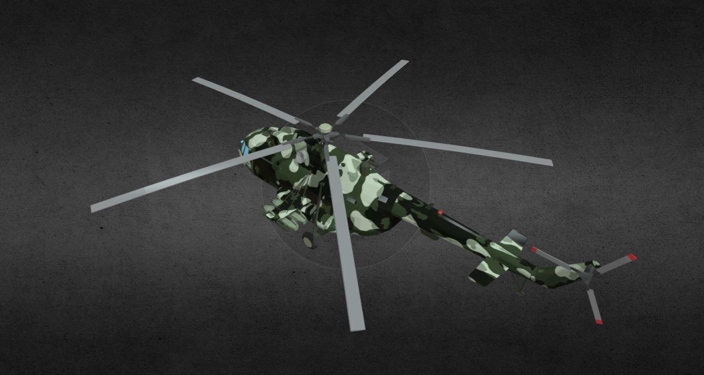 MI-17 camouflage helicopter Low-poly 3D model_3