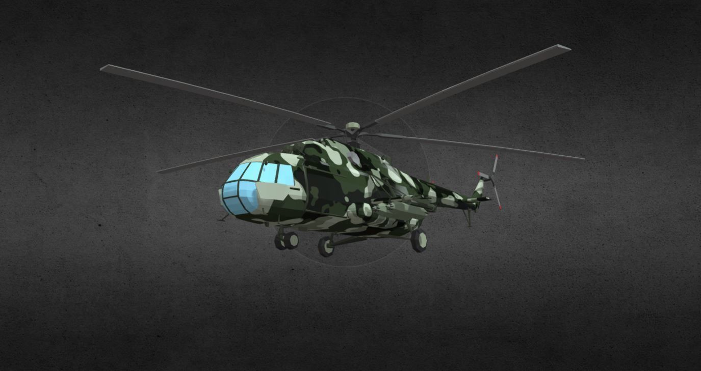MI-17 camouflage helicopter Low-poly 3D model_5