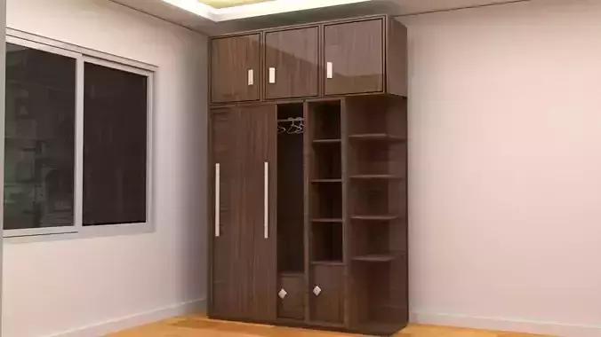 Modern wooden wardrobe