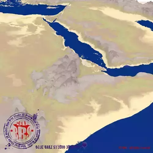Middle East elevation map 3D model