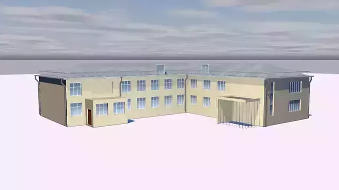 Shop model office building on cloudy day