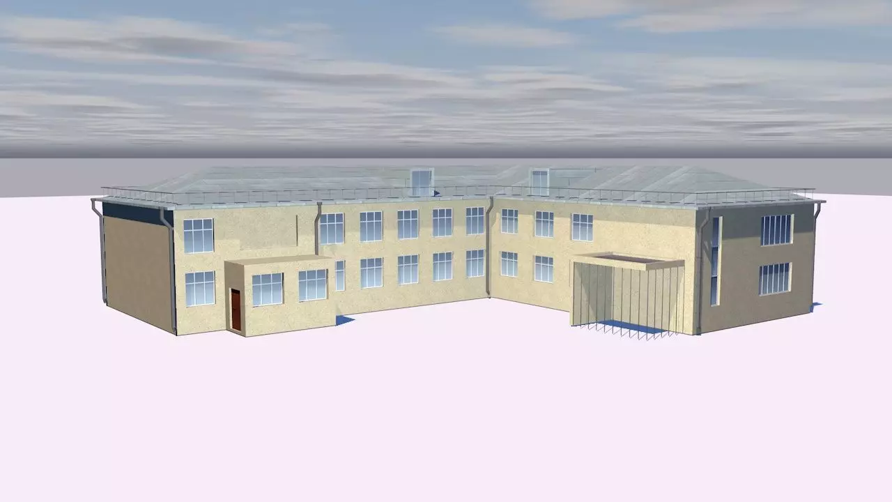 Shop model office building on cloudy day 3D model