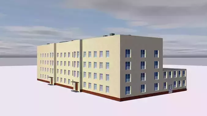 School office building on cloudy day