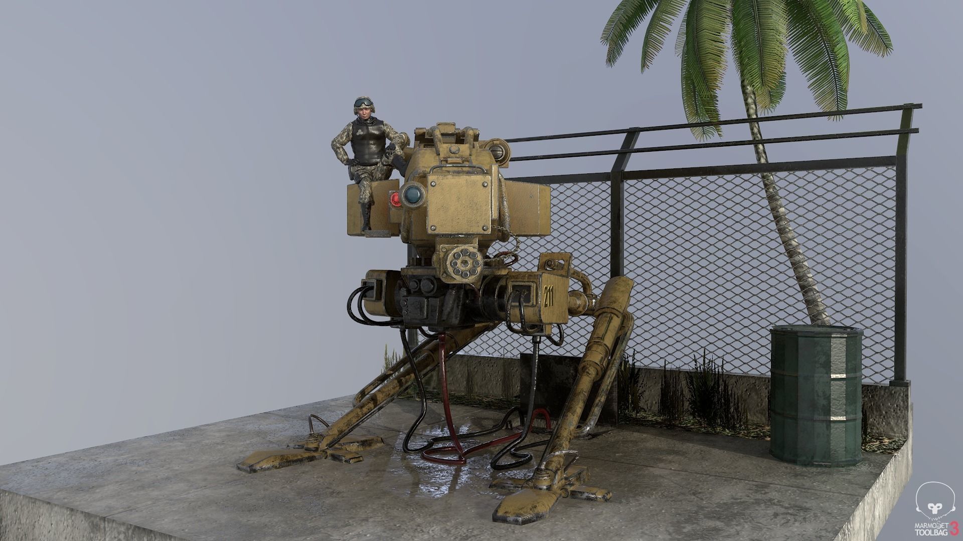 Mech Station Low-poly 3D model_2