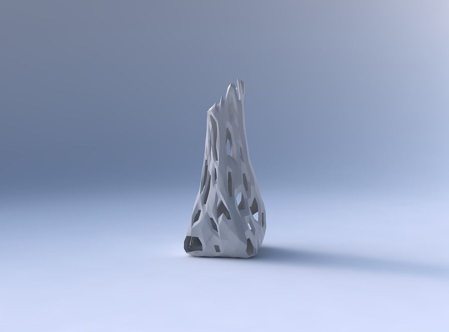 Vase twisted squeezed and bent quadratic with faceted cuts 3D print model_4