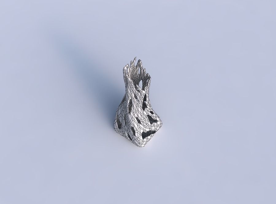 Vase twisted squeezed and bent quadratic with faceted cuts 3D print model_6