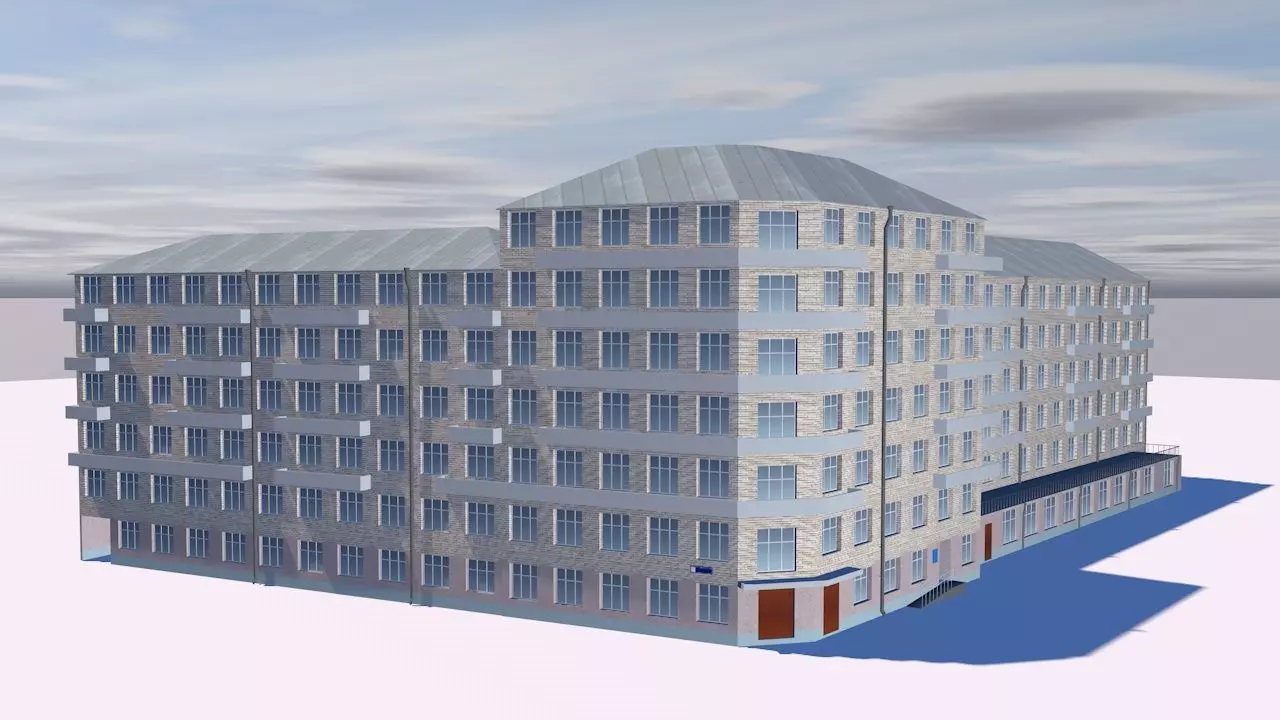 Factory office building 3D model_0