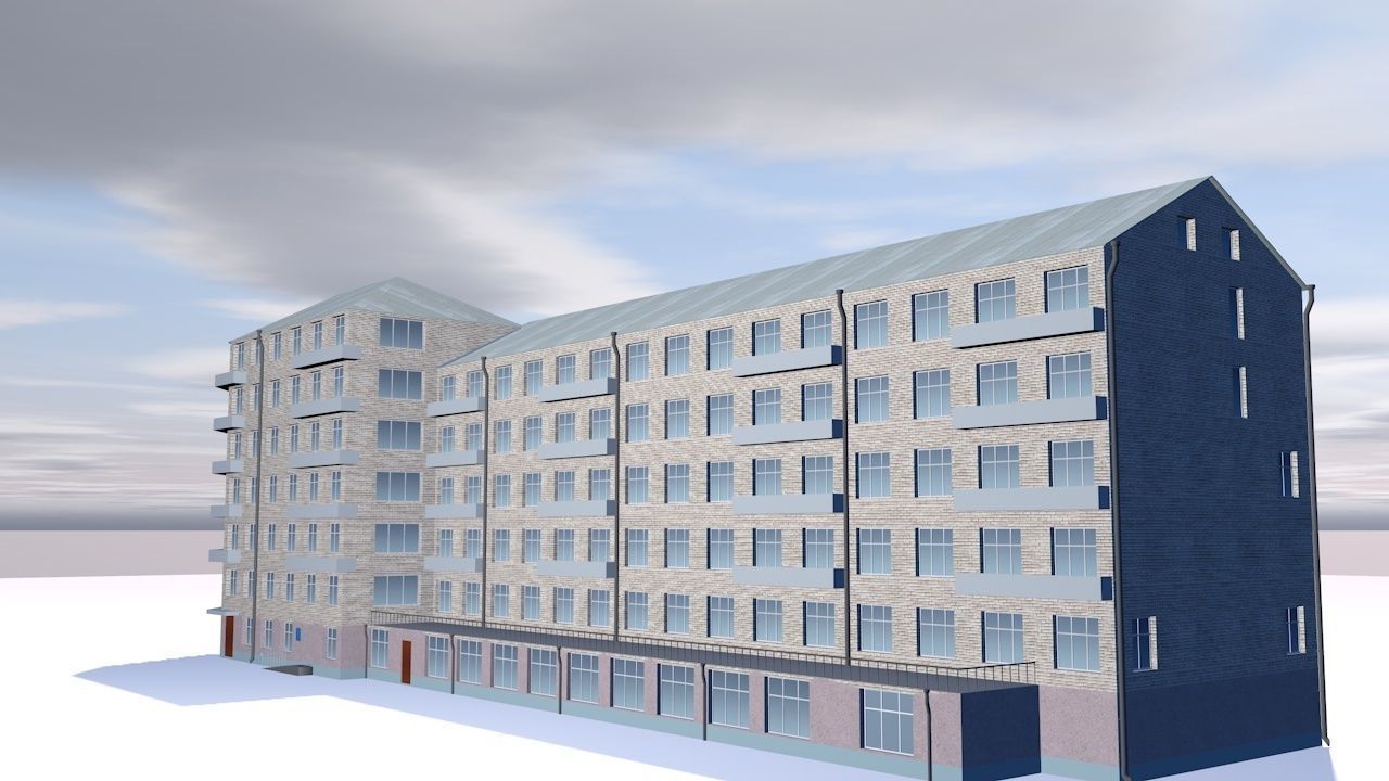 Factory office building 3D model_1