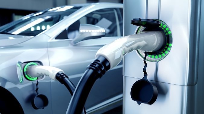 Electric Vehicle Charging Station animated 3d scene 3D model