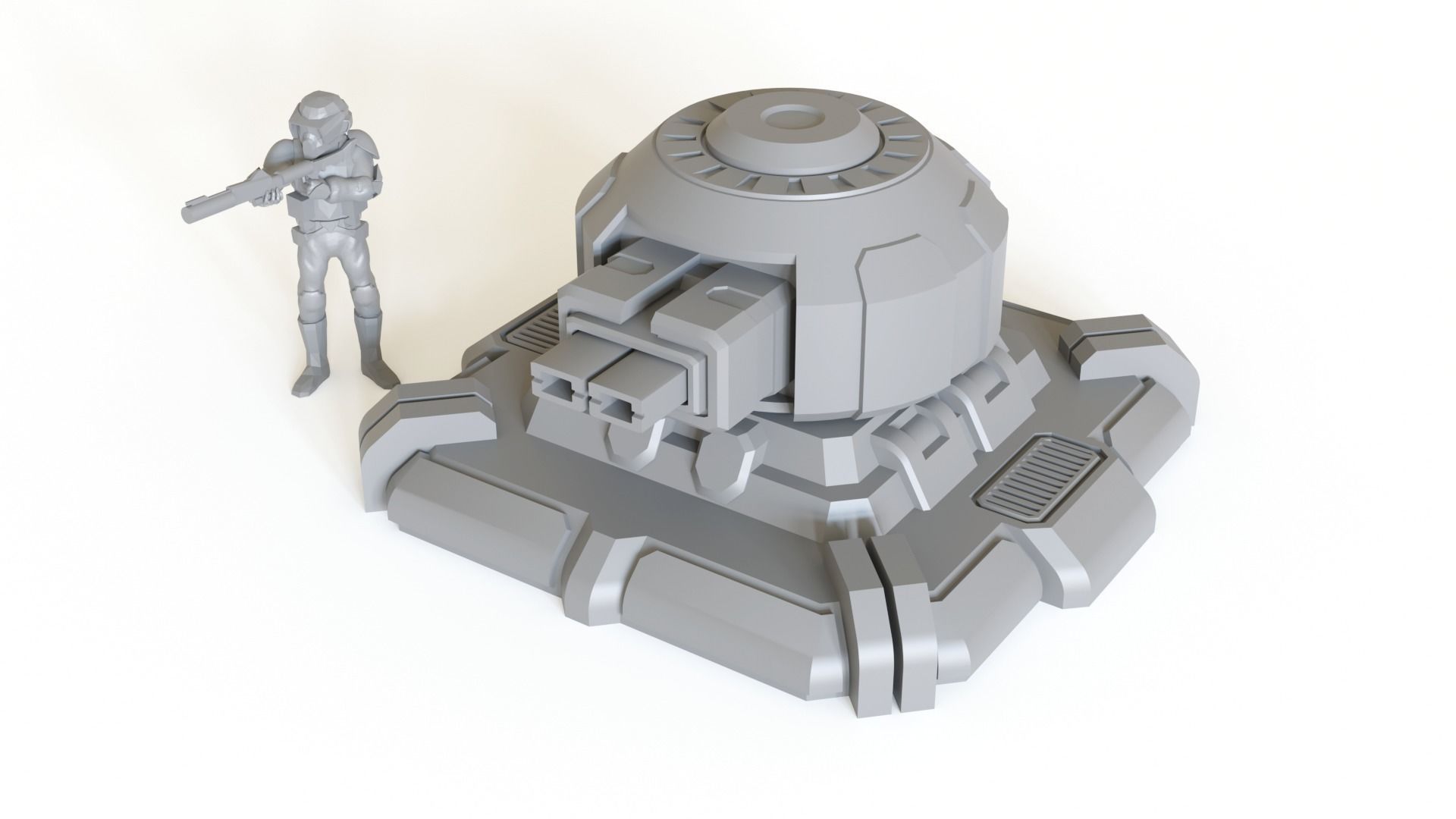 Sci fi turret emplacement for tabletop scenery 3D print model_2