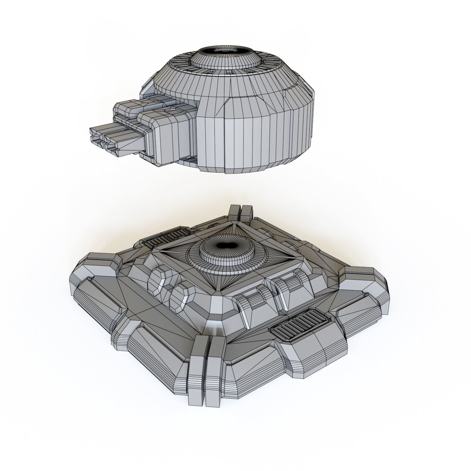 Sci fi turret emplacement for tabletop scenery 3D print model_4