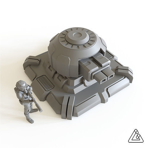 Sci fi turret emplacement for tabletop scenery 3D print model