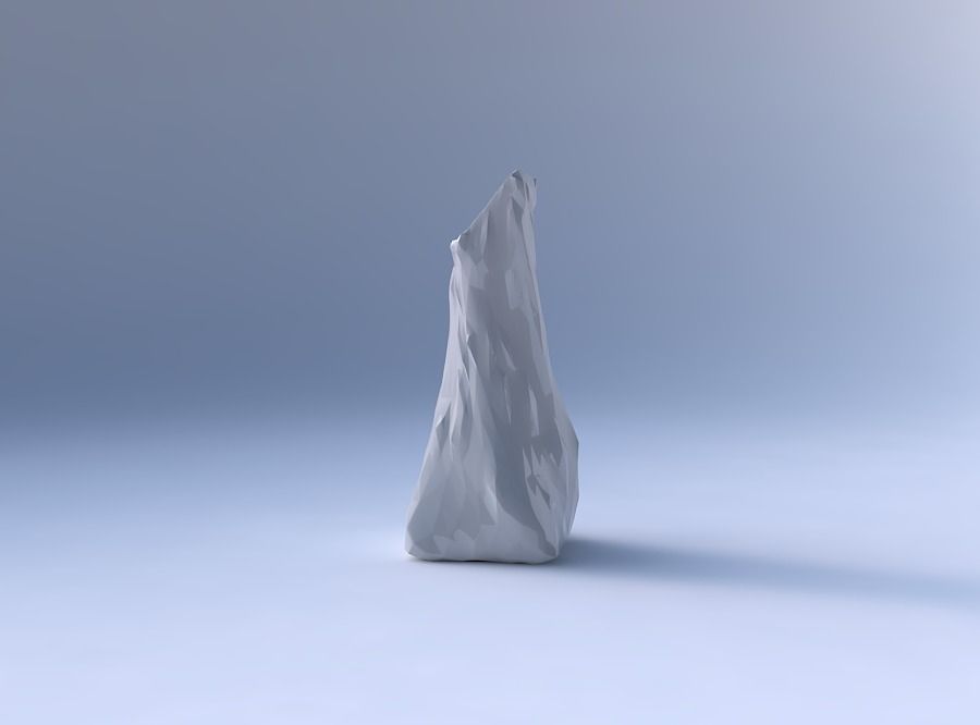Vase twisted squeezed and bent quadratic with low-polygon bulges 3D print model_4