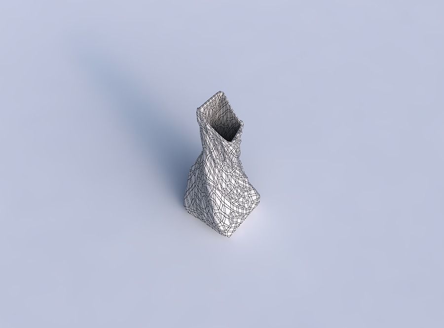 Vase twisted squeezed and bent quadratic with low-polygon bulges 3D print model_6