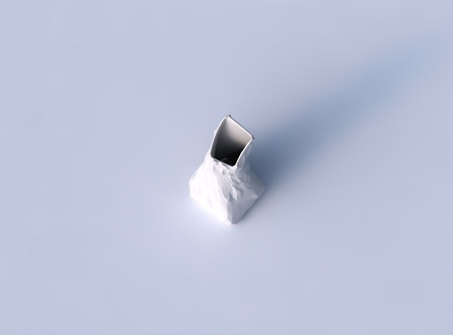 Vase twisted squeezed and bent quadratic with low-polygon bulges 3D print model_2