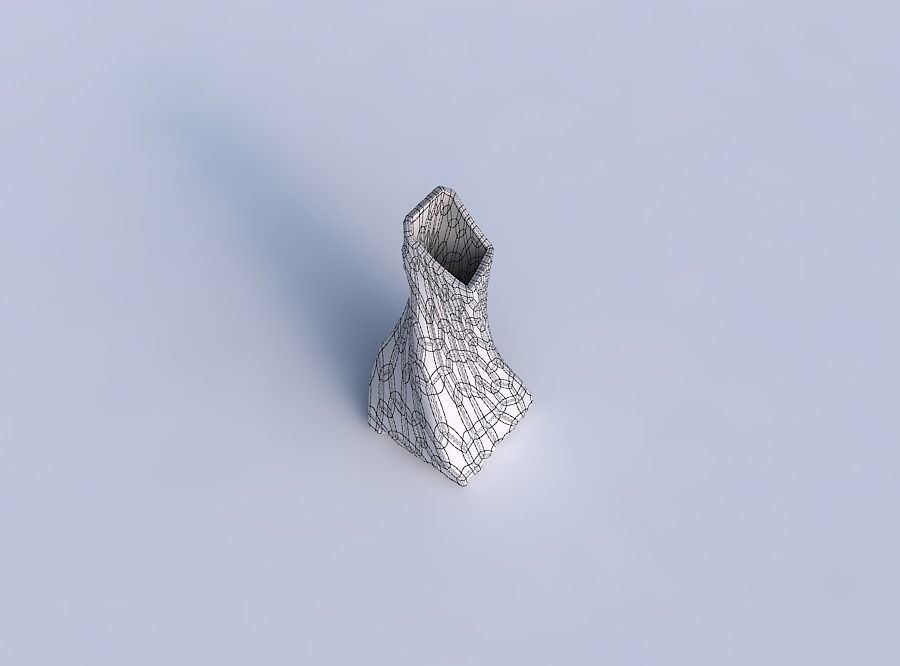 Vase twisted squeezed and bent quadratic with organic cells 3D print model_6