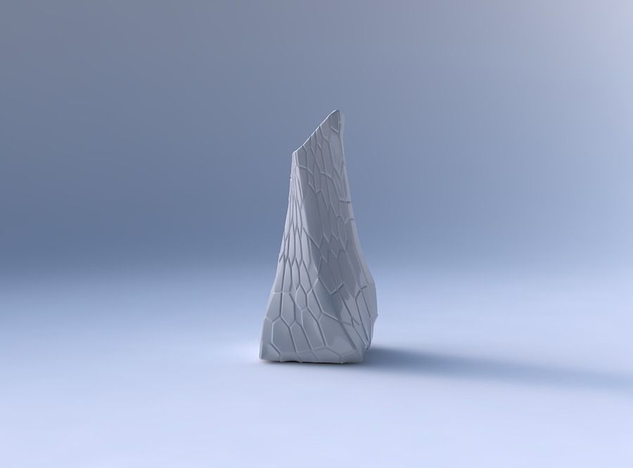 Vase twisted squeezed and bent quadratic with organic cells 3D print model_4