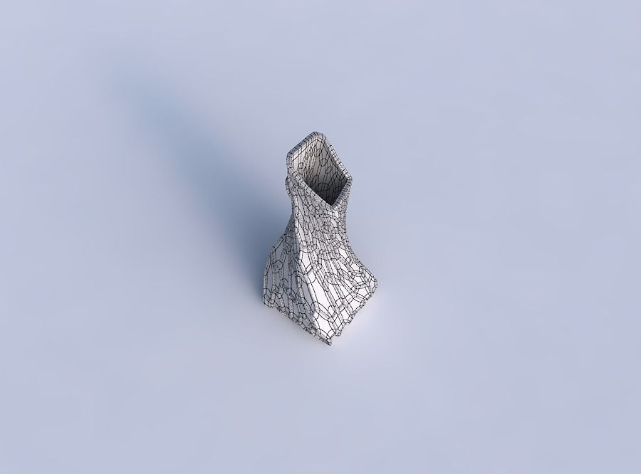 Vase twisted squeezed and bent quadratic with organic dents 3D print model_6