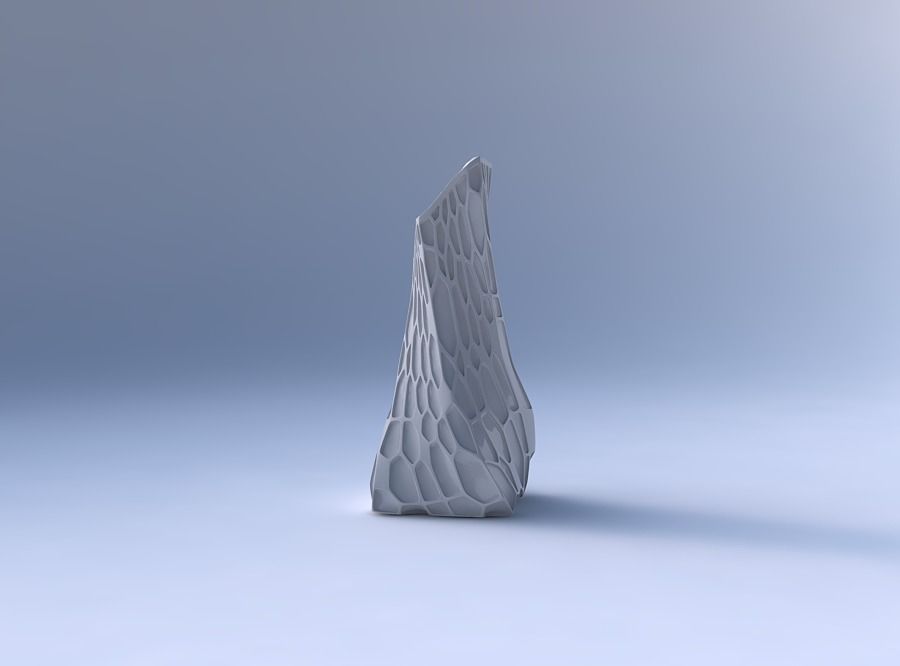 Vase twisted squeezed and bent quadratic with organic dents 3D print model_4