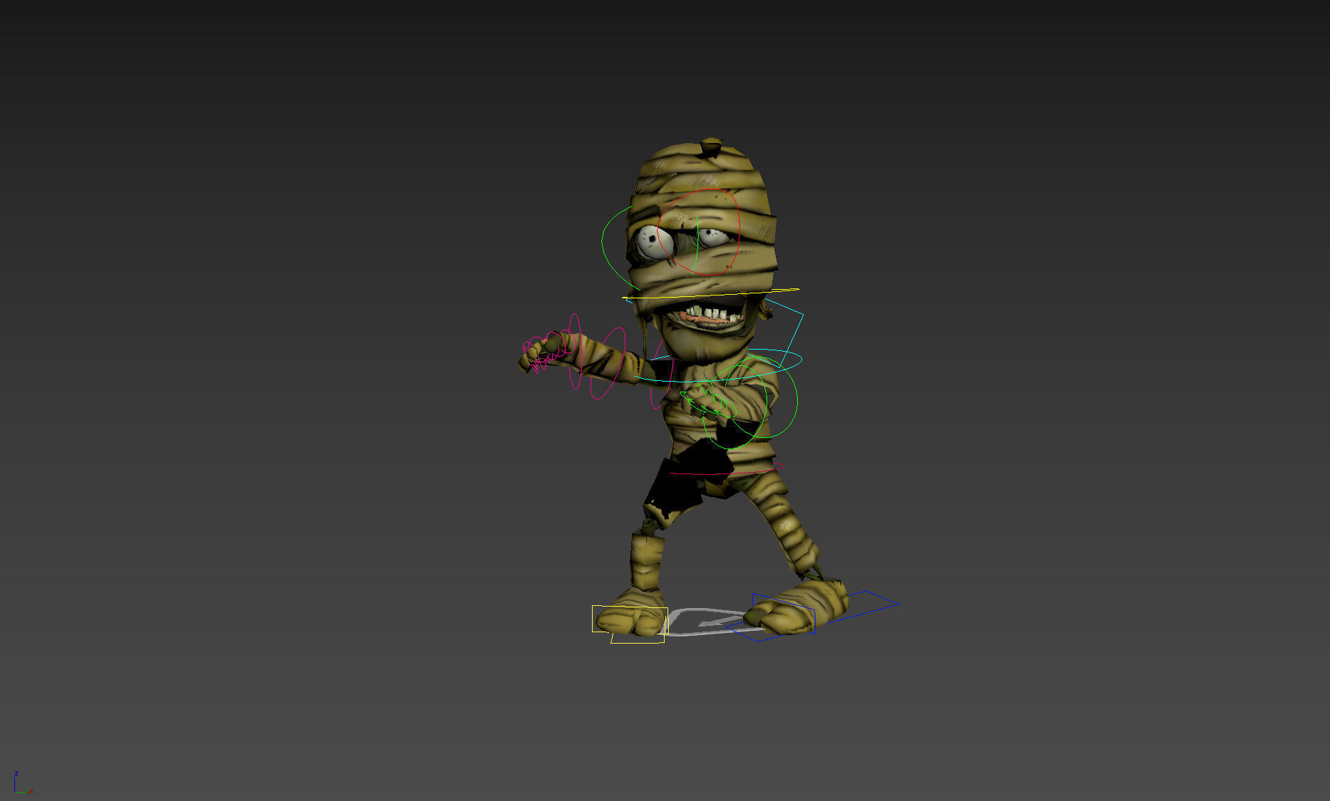 Mummy Game Character RIGGED 3D model Handpainted Low-poly 3D model_6