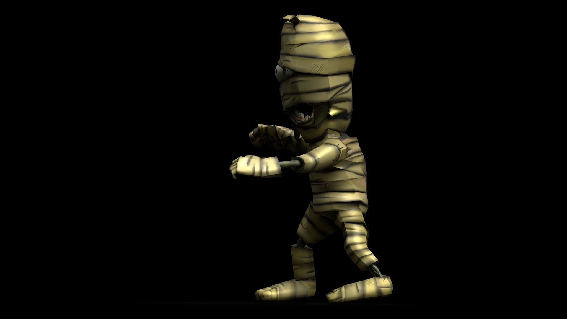 Mummy Game Character RIGGED 3D model Handpainted Low-poly 3D model_3