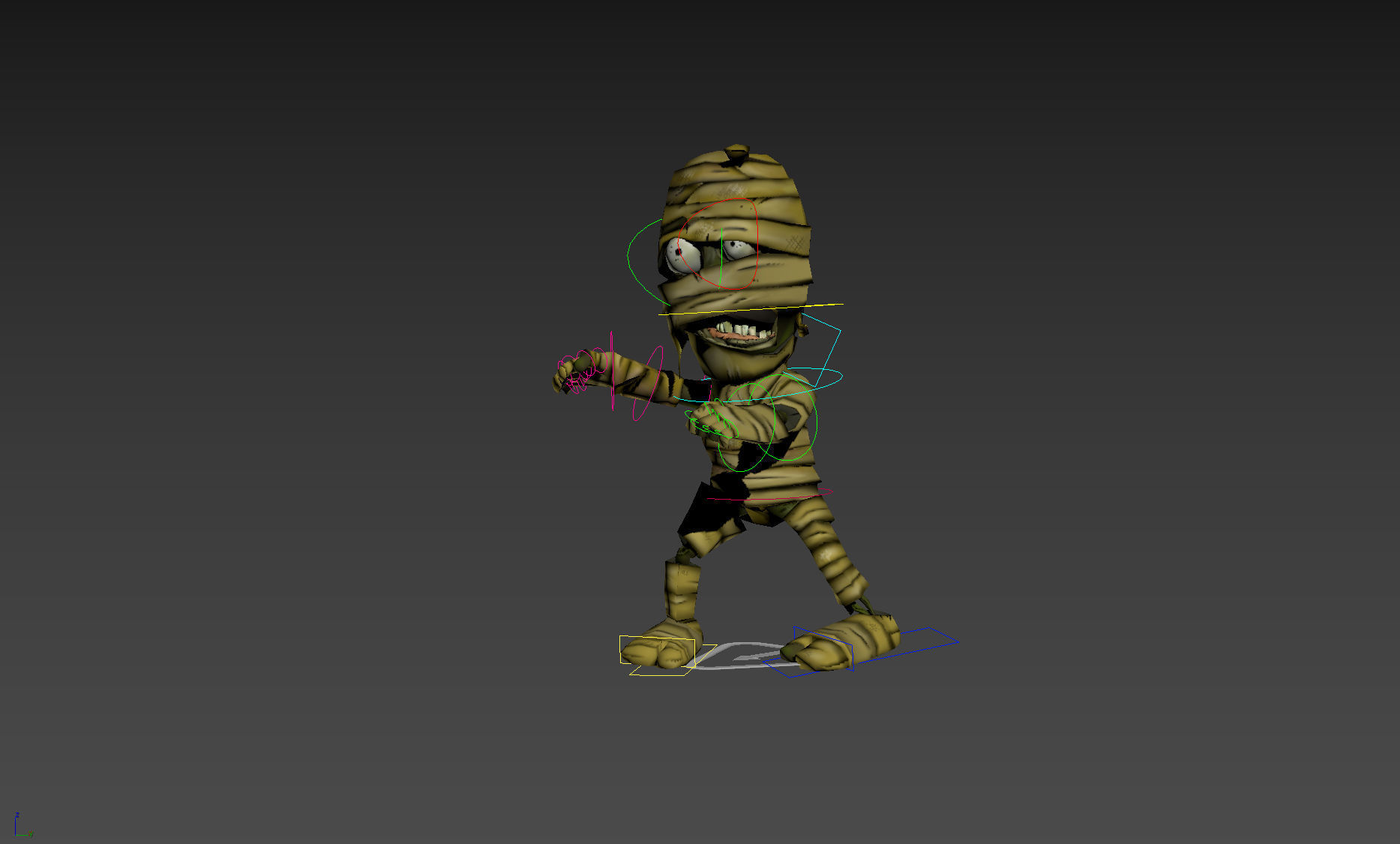 Mummy Game Character RIGGED 3D model Handpainted Low-poly 3D model_12