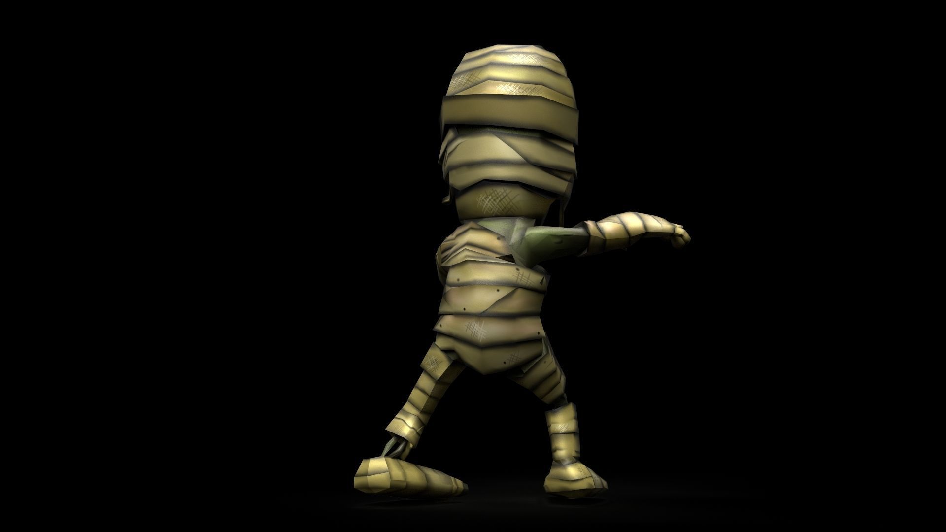Mummy Game Character RIGGED 3D model Handpainted Low-poly 3D model_1