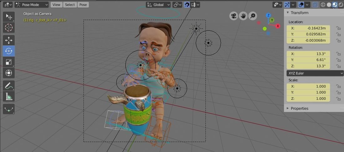Conga Playing Boy Rigged Animation 3D model_7