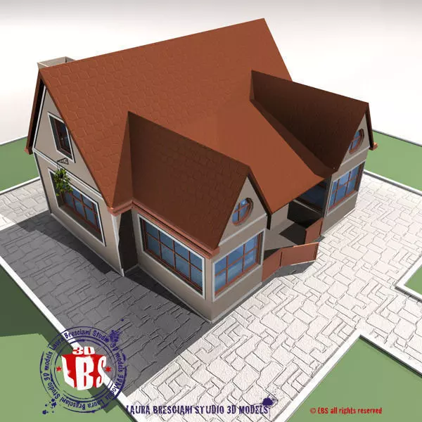 House with roof Free 3D model