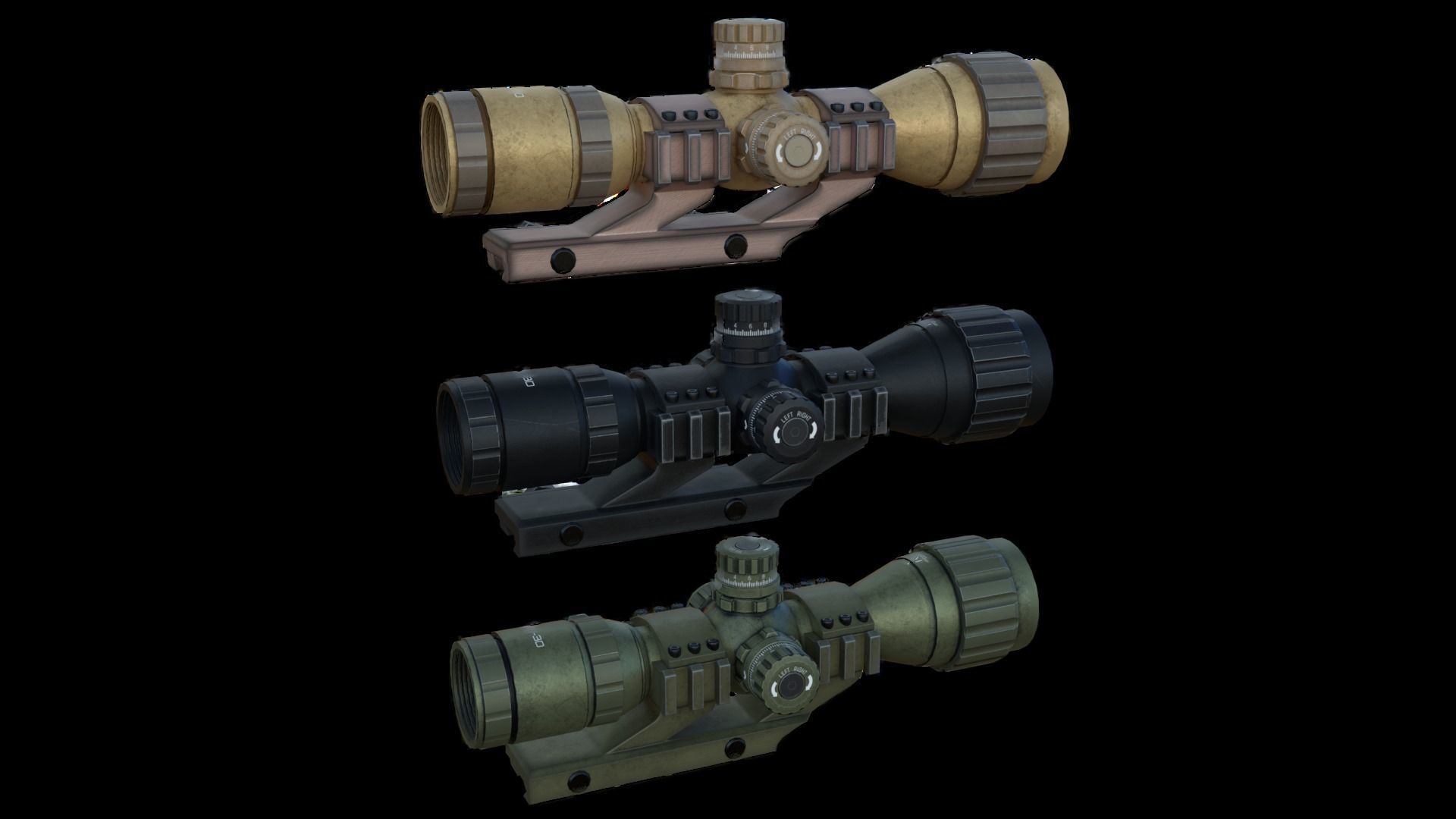 Scope 3X-9X Zoom Low-poly 3D model_2